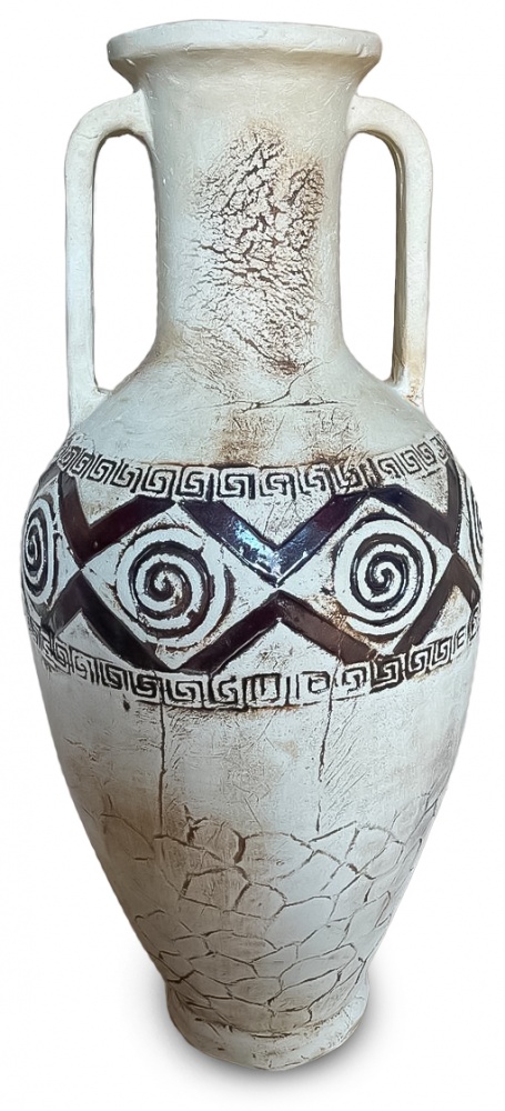 Вазон декоративный шамот Рима Б фигурный античный коричневый с белым Наша Кераміка