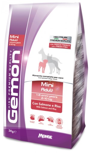 Корм сухой для ежедневного кормления взрослых собак для малых пород GEMON Mini Adult лосось и рис 3 кг