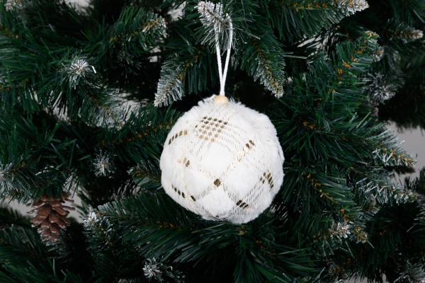 Шар новогодний Shunda пенопластиковый 100 мм бело-золотой SDA212210WG