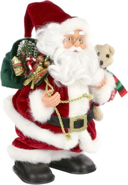Декоративная фигура Дед Мороз с подарками и медведем 25 см