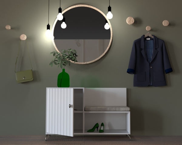 Тумба для обуви DC Бресоль с подушкой 350x1100x730 мм / белый 