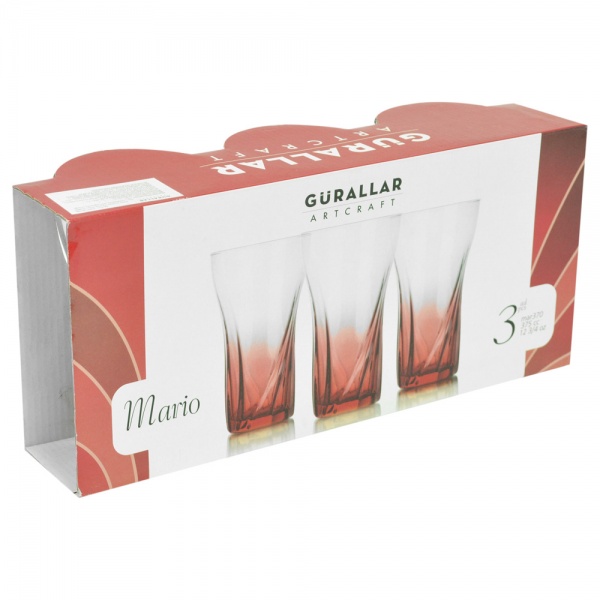 Набір склянок високих mario 375 мл 3 шт. Gurallar Art Craft 
