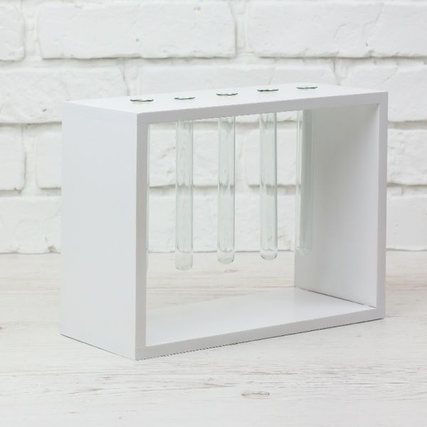 Ваза декоративная на 5 пробирок 60х180х110 мм белая Стеклоприбор