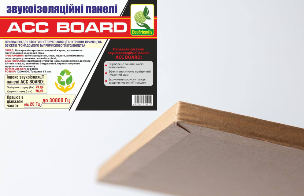Плита звукоізоляційна ACC BOARD 1200x800x 13 мм 0,96 кв.м
