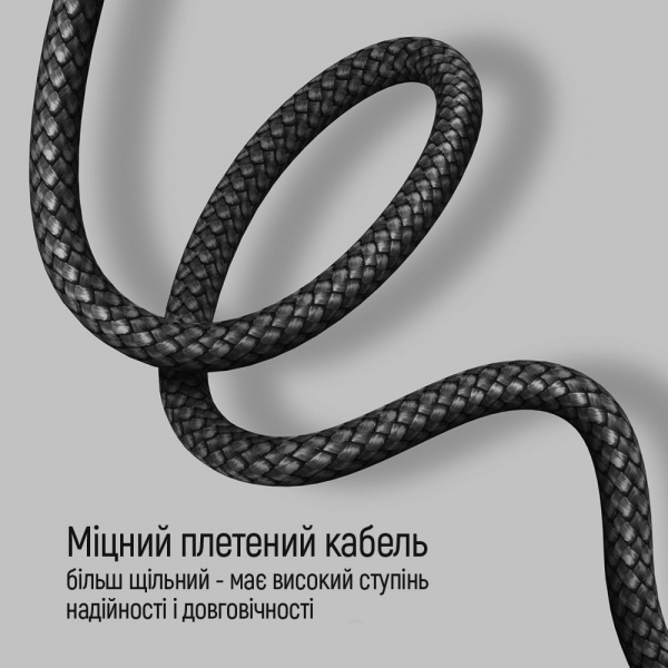 Кабель ColorWay USB Type-C - USB Type-C (PD Fast Charging 65W) 3А 2 м grey (CW-CBPDCC039-GR) 