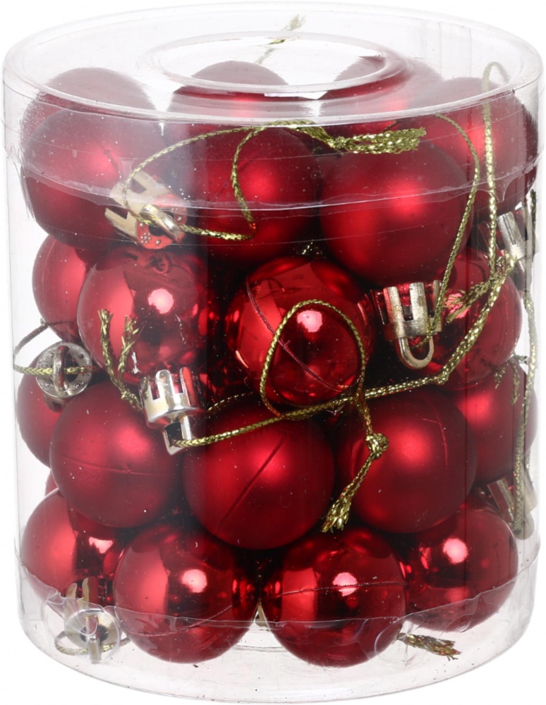 Набір ялинкових куль 4 кольори в асорт d 30 мм 36 шт./уп.