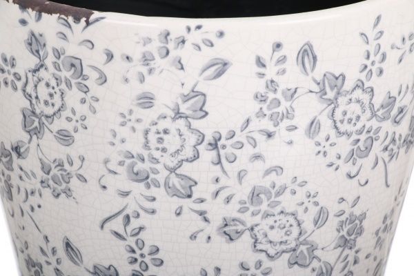 Кашпо керамическое Прованс круглый (Y473-183/3-1) серый 