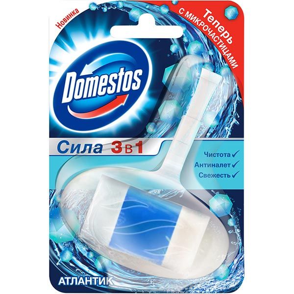 Туалетный блок Domestos Сила 3 в 1 Атлантик 