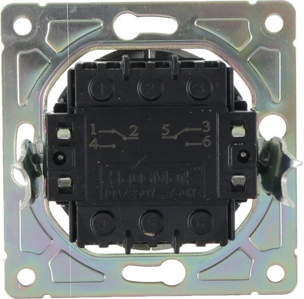 Механизм выключателя двухклавишный HausMark Bela без подсветки 10 А 220В черный SNG-SWP.RD20MG2W1-BK