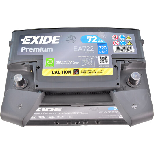 Аккумулятор автомобильный EXIDE Premium EA722 72Ah 720A 12V «+» справа (EA722)