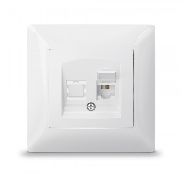 Розетка оконечная с заземлением Videx Binera TITANUM STANDARD IP20 белый ТF-ST-SK1PC-W