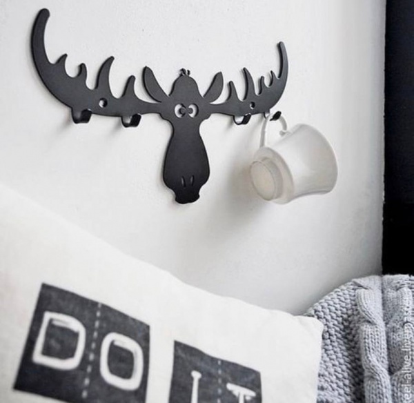 Вешалка декоративная Лось черный 40х23 см