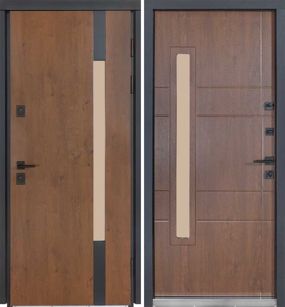 Дверь входная Булат Термо Хаус 705 дуб бронзовый / орех 2050x950 мм левая