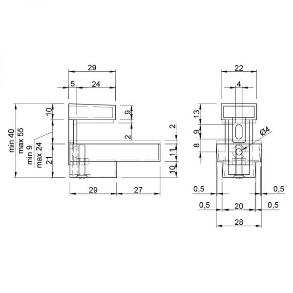 Тримач для полиць Smart Quadro 28x55 мм 99091 нікель