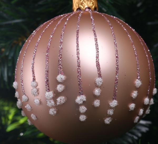 Елочная игрушка в форме шара розовая 8 см AVG104070 