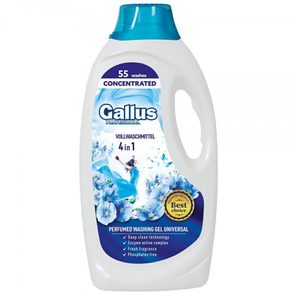 Гель для стирки для машинной и ручной стирки Gallus Professional Concentrated 4в1 Univesal 1,98 л 