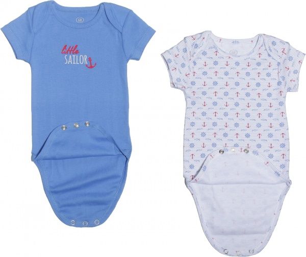 Боді дитяче Фламінго 2 шт. р.68 джинс/білий 388-1007 