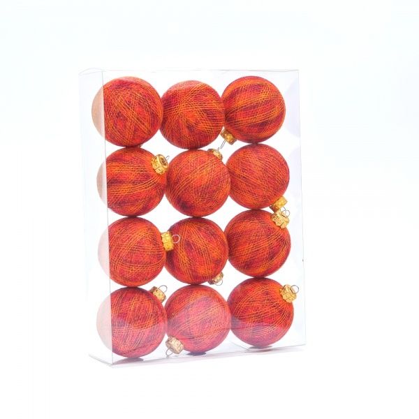 Игрушка на елку Котоновые шарики 12 шт. Mix orange d80 мм 8 см 12 шт./уп. 