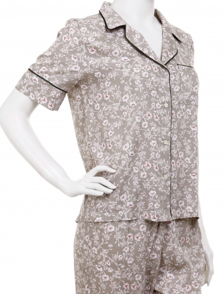 Жакет Trio женский BIZE принт цветы с коротким рукавом р. M оливковый