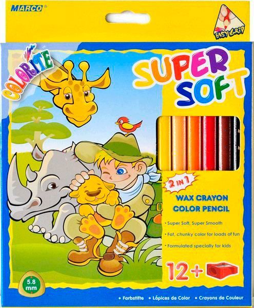 Олівці кольорові Colorite Jumbo 12 кольорів 1650-12CB Marco