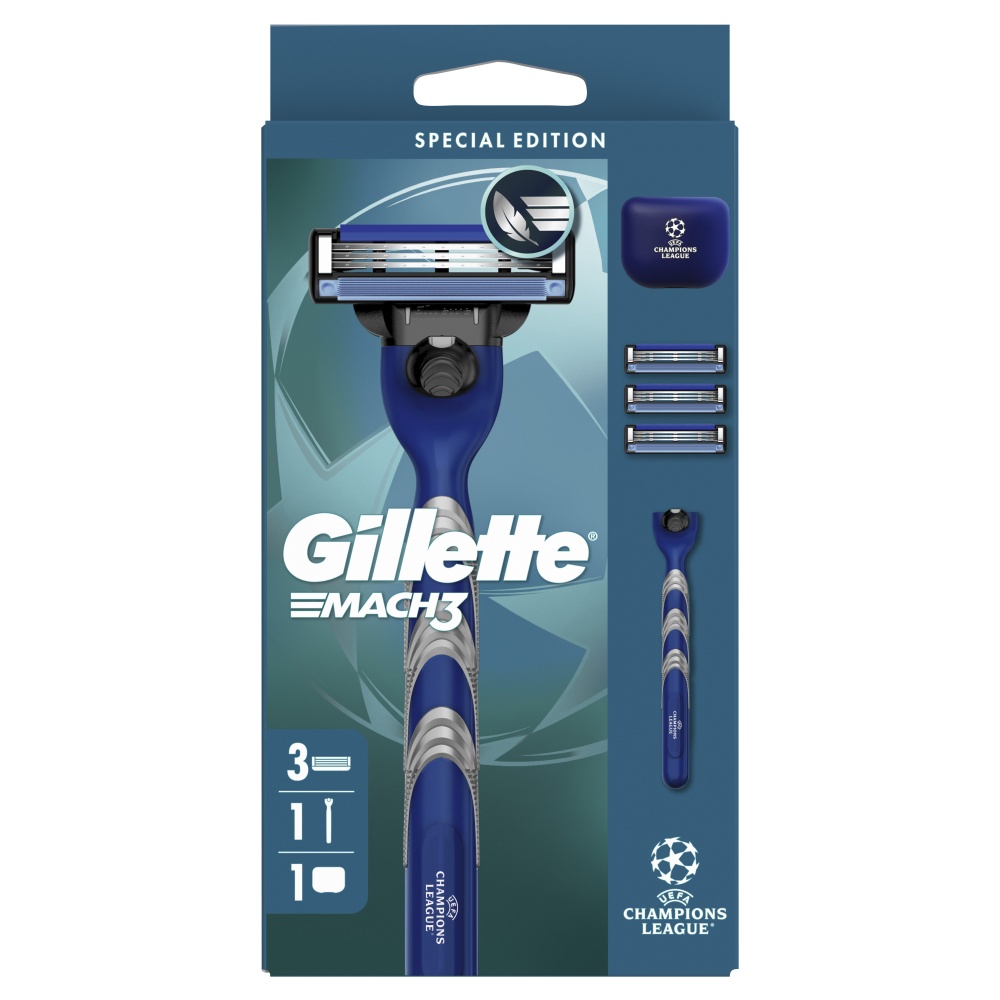 Станок для бритья GILLETTE MACH3 с 3 сменными картриджами + чехол 1 шт.