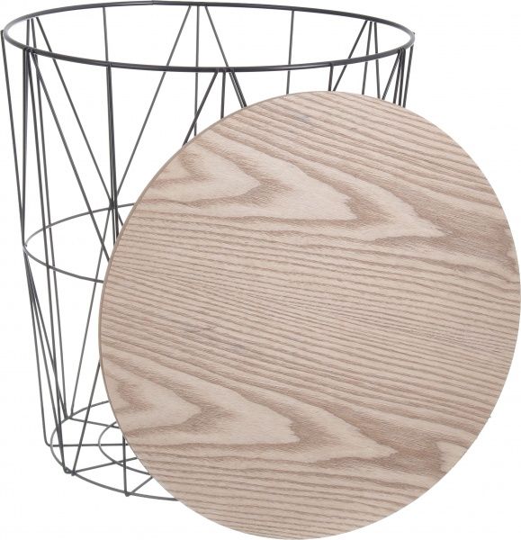 Стол-корзина Сканди 40х40х42 см натуральное дерево с черным 