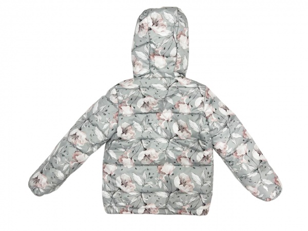 Куртка детская для девочек JOIKS Цветок р.110 серый KD-17 
