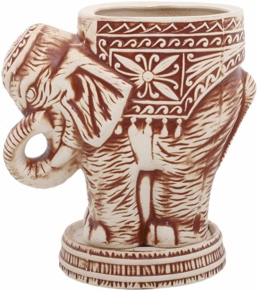Кашпо керамическое Слон С круглый 12,7л бежевый с коричневым 