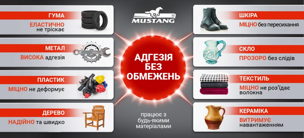 Клей двухкомпонентный Mustang + спрей-активатор FAST FIX 400 мл + 100 г