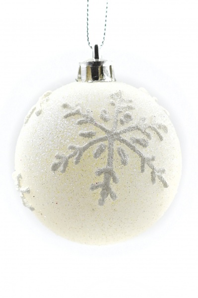 Шар новогодний Снежинки 60 мм белый 5127