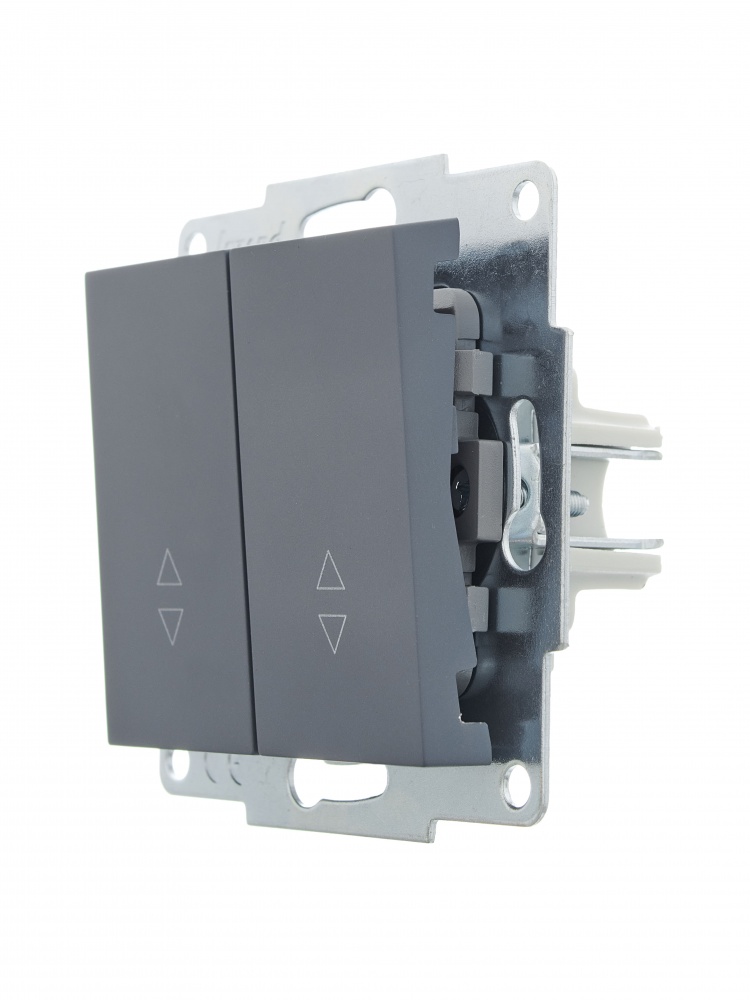 Выключатель проходной двухклавишный Lezard Vesna без подсветки шефилд грей 742-3488-106