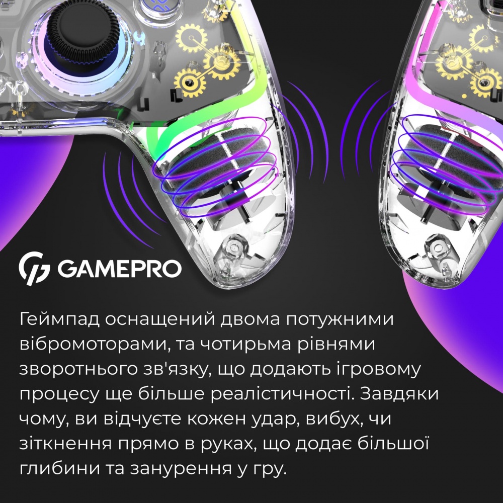 Геймпад беспроводной GamePro GPS13T BT 5.3/USB (PC/iOS/Android/PS3/PS4) RGB Transparent transparent