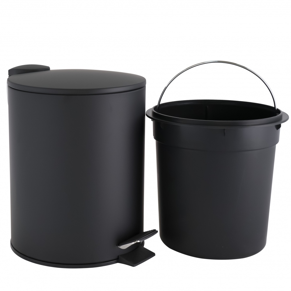 Відро для сміття AlexValex з педаллю 5 л, матовий чорний