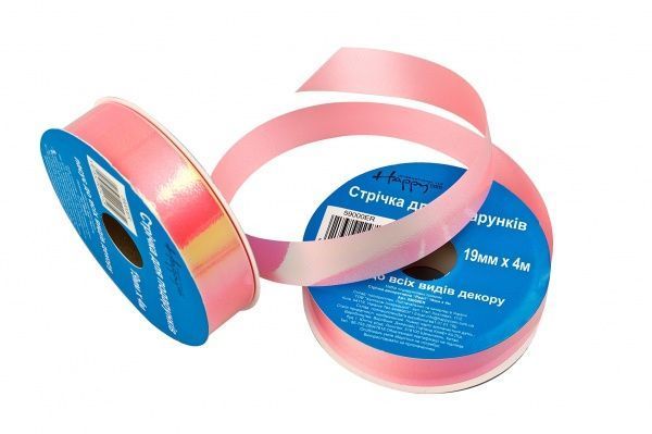 Бантики Стрічка декоративна (19ммХ4м) перламутрова 1,9 см 4 м рожевий 