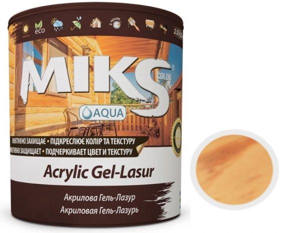 Лазурь MIKS Color акриловая безцветная полумат 2,5 л