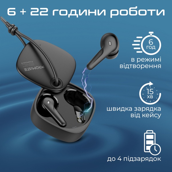 Навушники Promate black (freepods-3.black) 