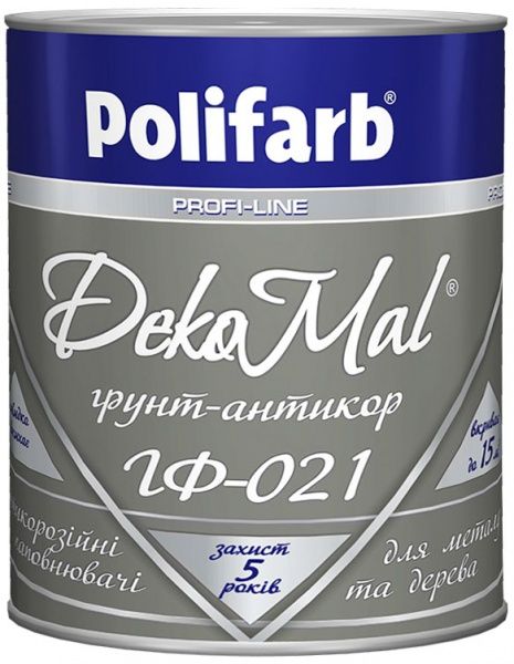 Емаль Polifarb DekoMal ГФ-021 сірий глянець 0,9кг