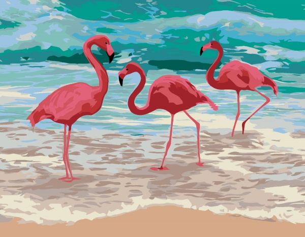 Картина за номерами Фламінго на узбережжі 35x45 см Rosa Start 