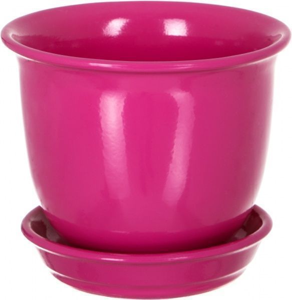 Горщик керамічний Оріана-Запоріжкераміка Класик глянець круглий 0,5л малиновий (020-0-130) 
