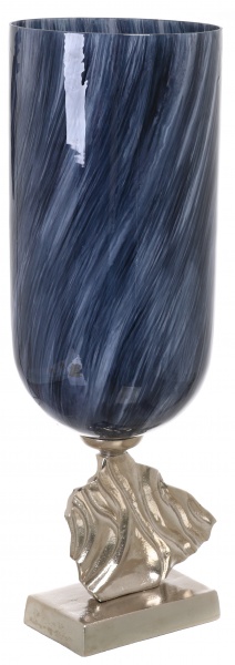 Ваза PANACHE Pacifica 59 см темно-синий с белым/никель 