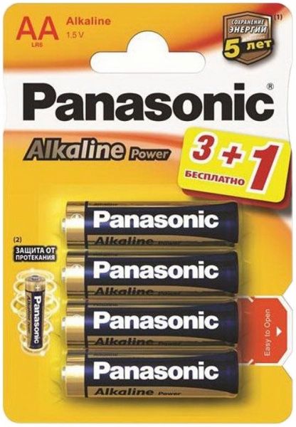 Батарейка Panasonic Panasonic ALKALINE POWER AA (LR6REB/4B1F) AA (R6, 316) (LR6REB/4B1F) 