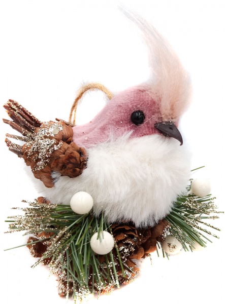 Декорация новогодняя Blooming птичка на шишке 