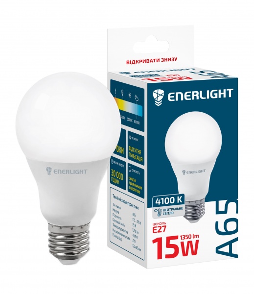 Лампа світлодіодна Enerlight 15 Вт A65 матова E27 220 В 4100 К A65E2715SMDNFR 