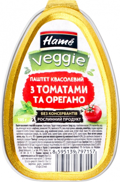 Паштет Hame Квасоляний з томатами та орегано 105 г 