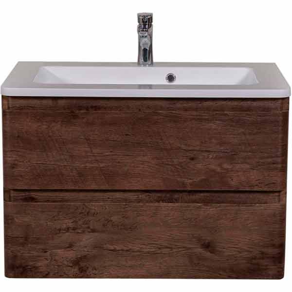 Тумба підвісна Aqua Rodos Акцент с умывальником Альфа 80 см Каштан