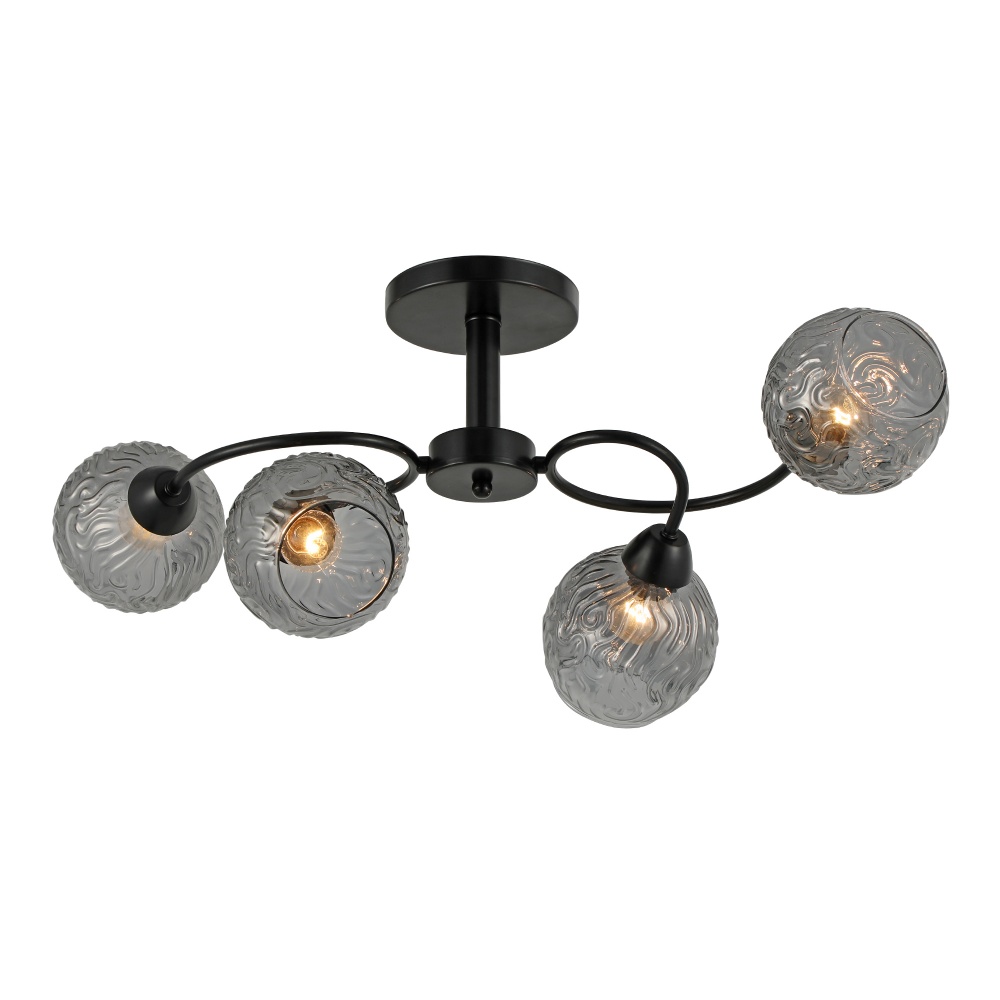 Люстра Miorro Fausta 680х360х300 мм 4x40 Вт E27 матовий чорний 51-311-144