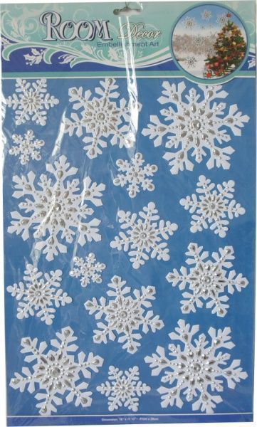 Набір новорічних декорацій наклейки сніжинки EPI-PR1001-4 