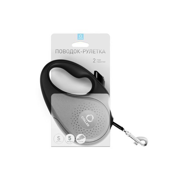 Повідець-рулетка Collar для собак S 15 кг 5 м стрічка чорна