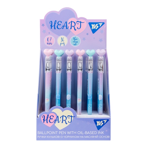 Ручка шариковая YES Heart 0,7 мм синяя 412071 