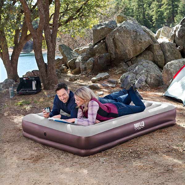 Матрас надувной Bestway Queen 203х152 см бордовый с бежевым